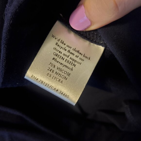 Eileen Fisher Navy Blue Slim Leg Elastic Waist Pull On Womens Slacks Dress Pants - Picture 6 of 9